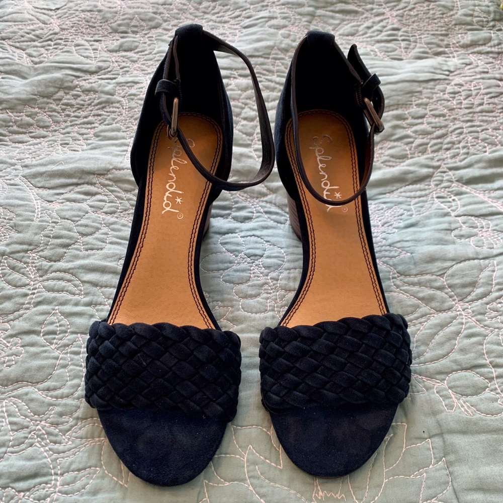 Splendid Taro Ankle Strap Heeled Sandals 9M in Navy Suede - Picture 5 of 7